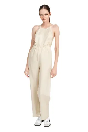 Halter Neck Jumpsuit With Open Back