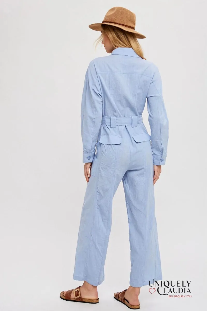 Harper Button-Down Tie-Waist Jumpsuit