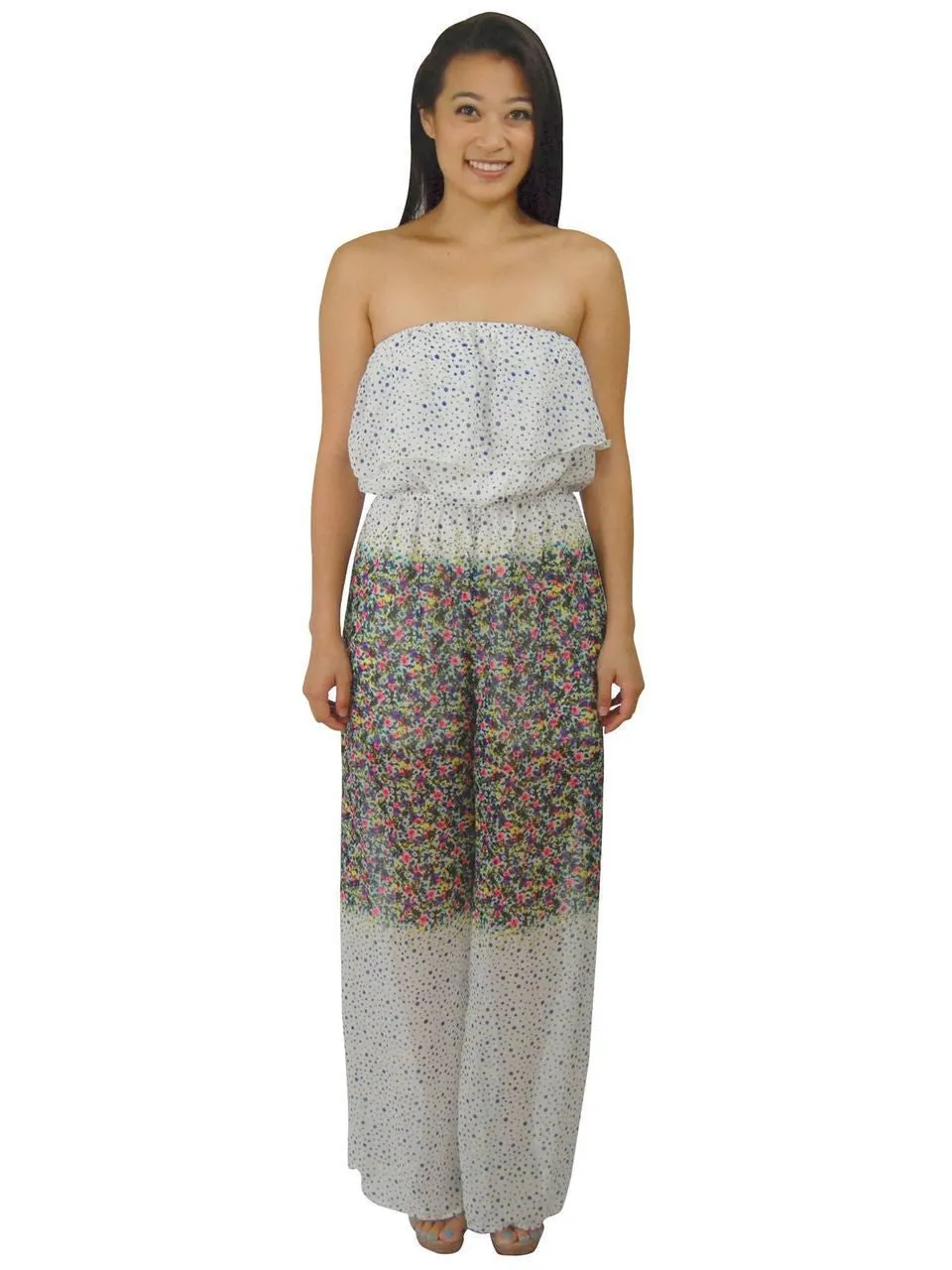 Jumpsuit Romper White Mini Floral