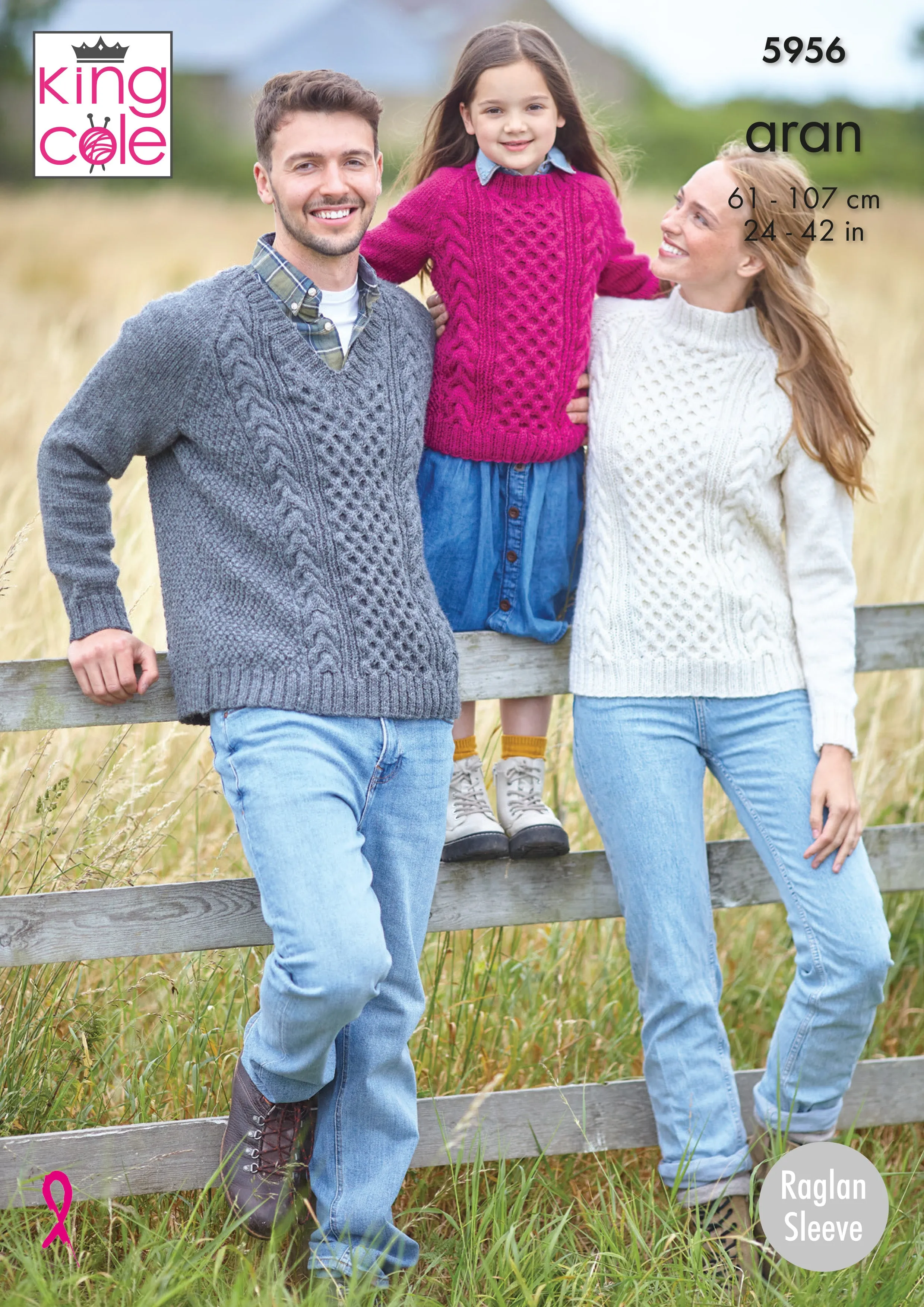 King Cole 5956 Aran Knitting Pattern - Adult & Children's Sweaters