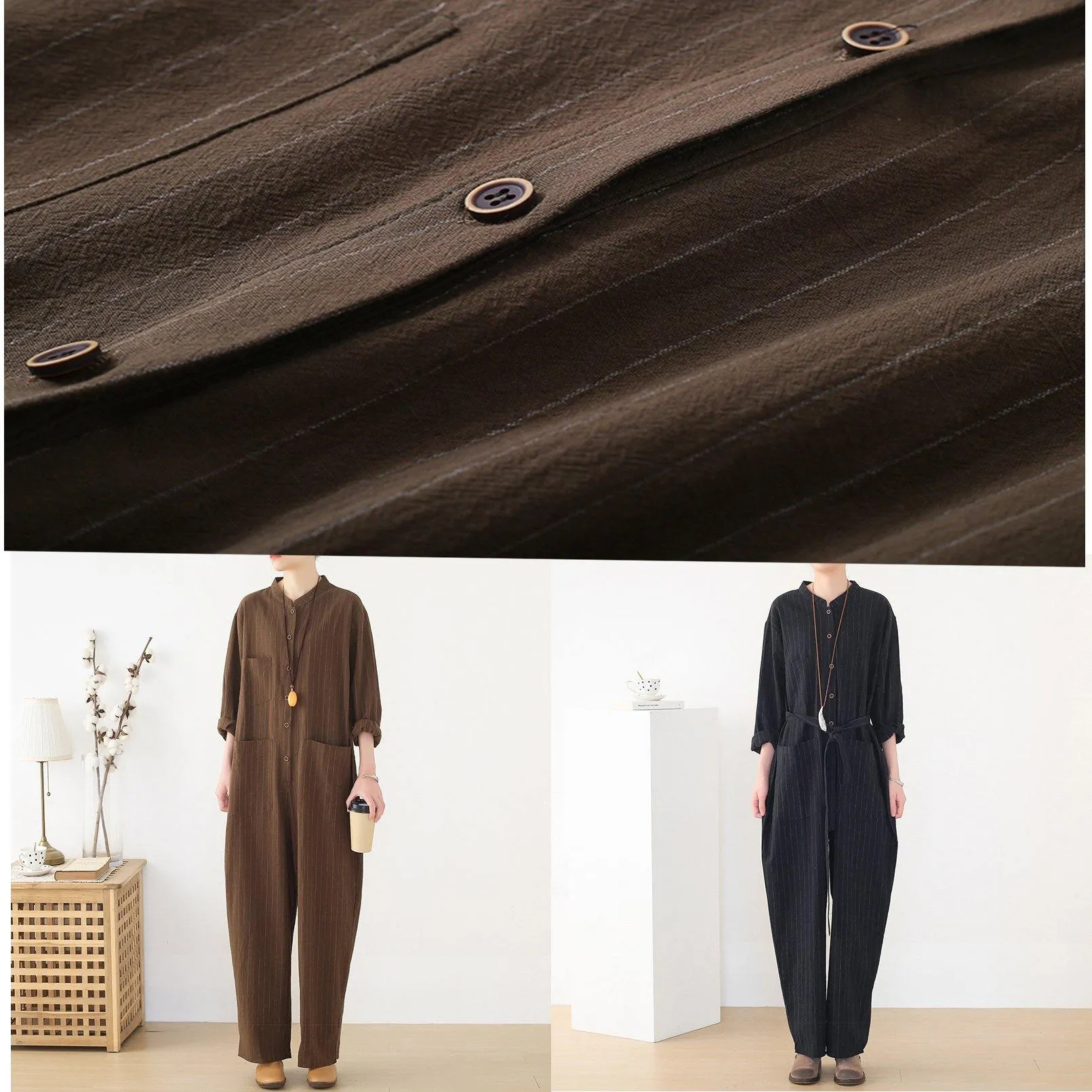 Korean brown style loose plus size women's casual all-match overalls