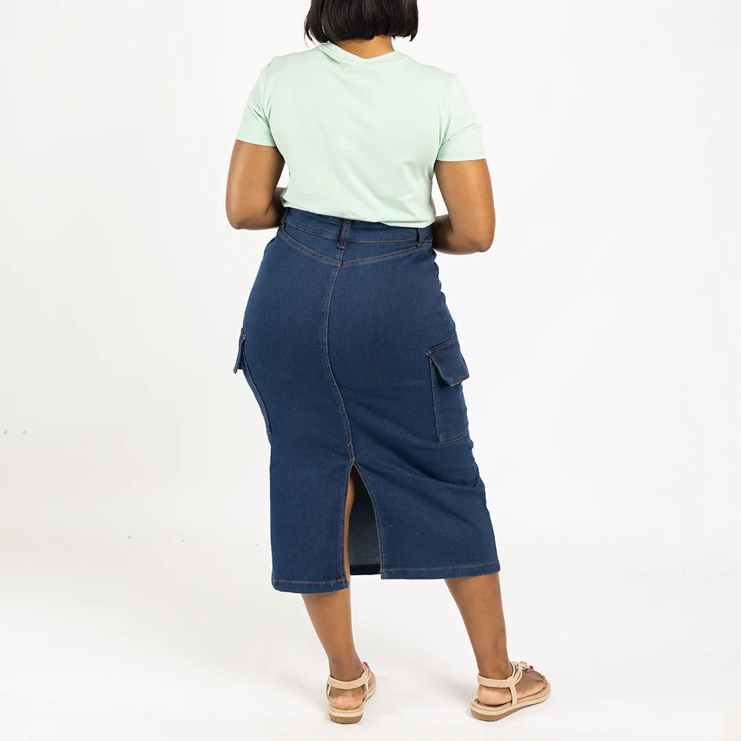 Ladies Denim Cargo Skirt