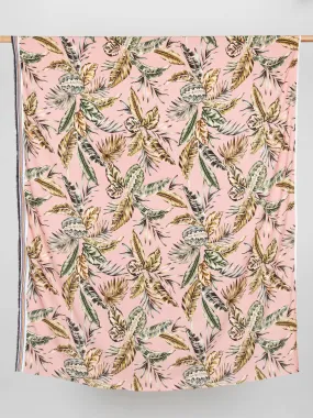 Large Tropical Leaf Print Viscose - Pink   Green - Swatch