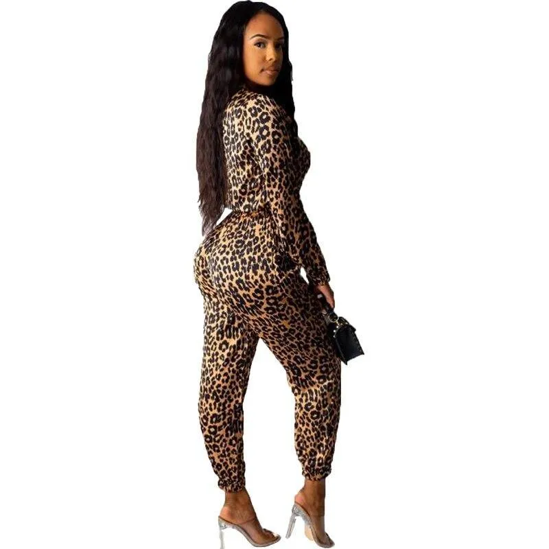 Leopard Print Casual Jumpsuit For Women