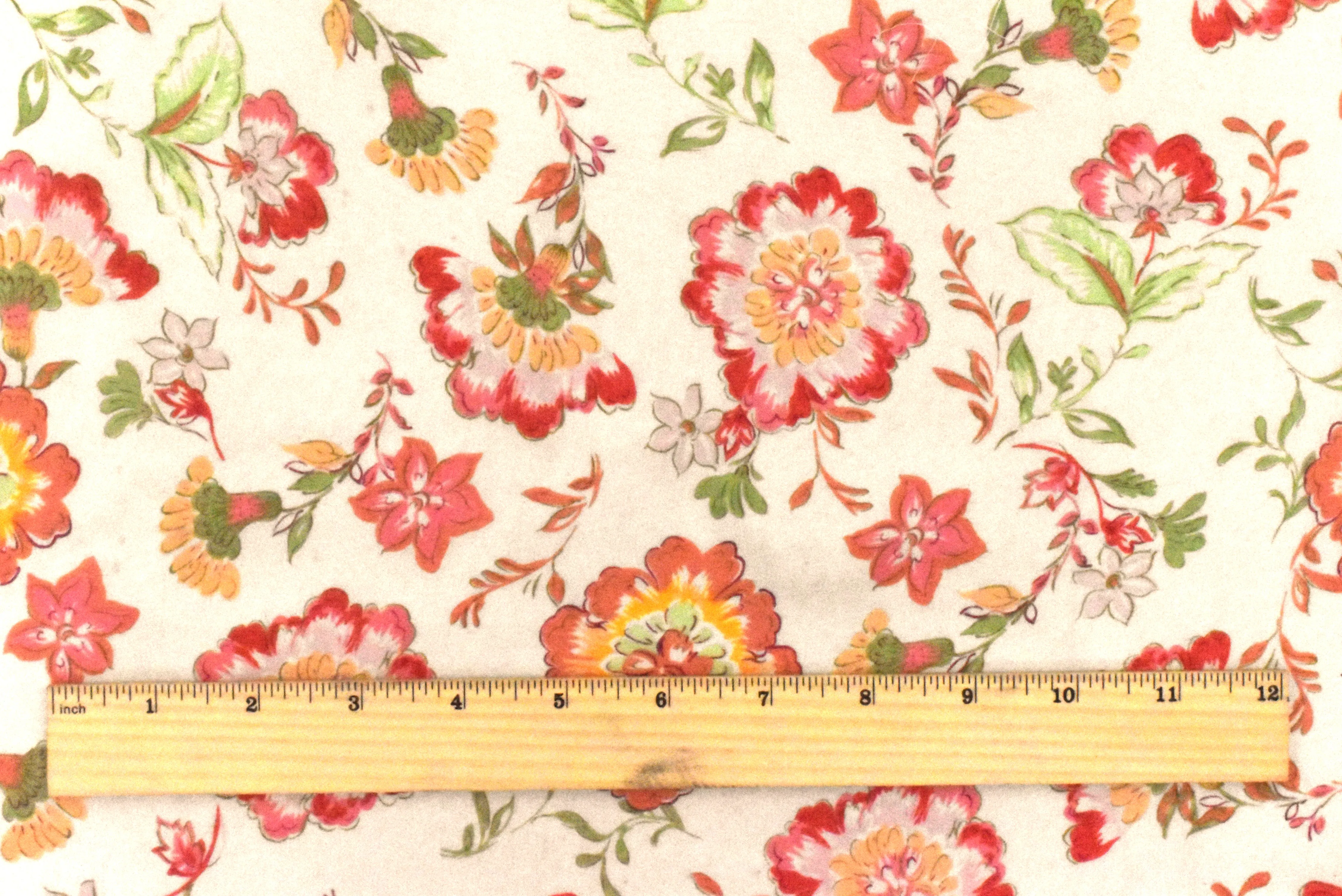 Light Beige-Pink-Multi Floral Printed Poly Chiffon Woven Fabric