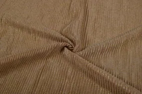 Light Brown Zari Work Pleated Knit Fabric