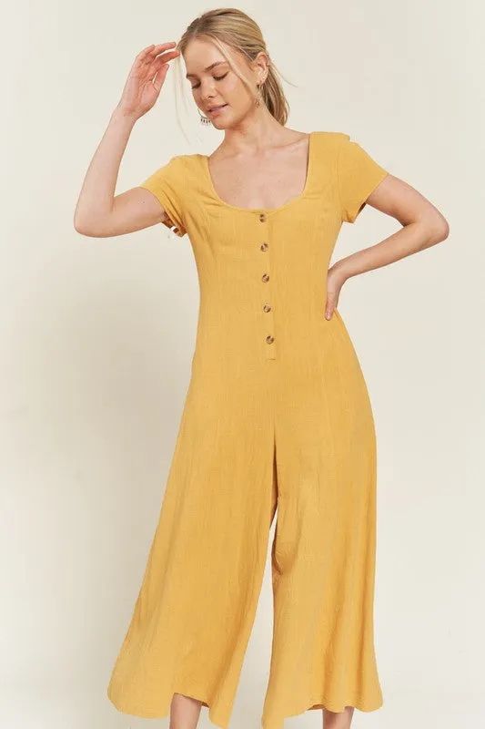 LINEN BUTTON DOWN JUMPSUIT - Plus size - Online Exclusive