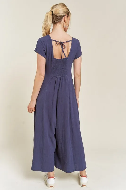 LINEN BUTTON DOWN JUMPSUIT - Plus size - Online Exclusive