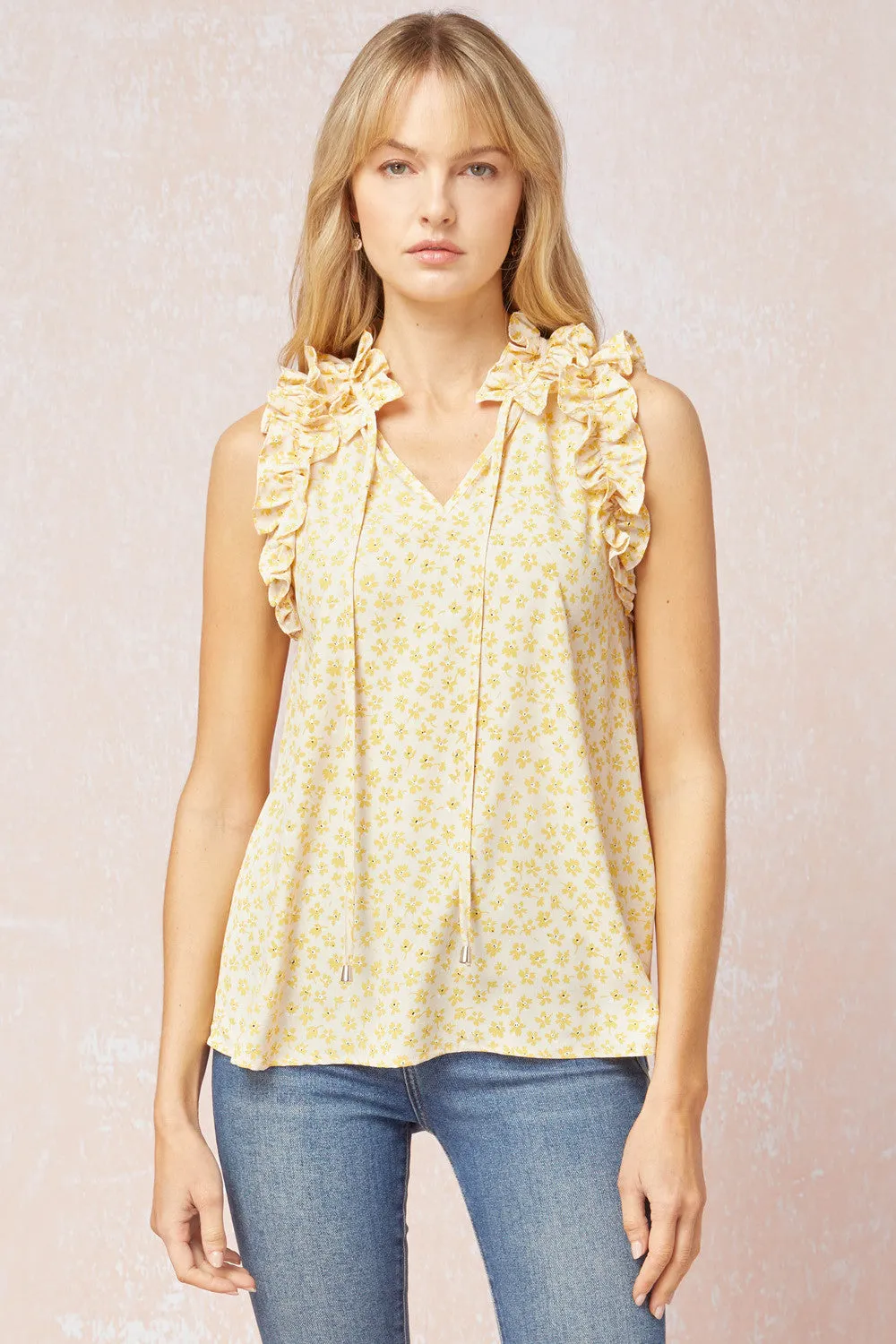 Marigold Floral Ruffled Blouse