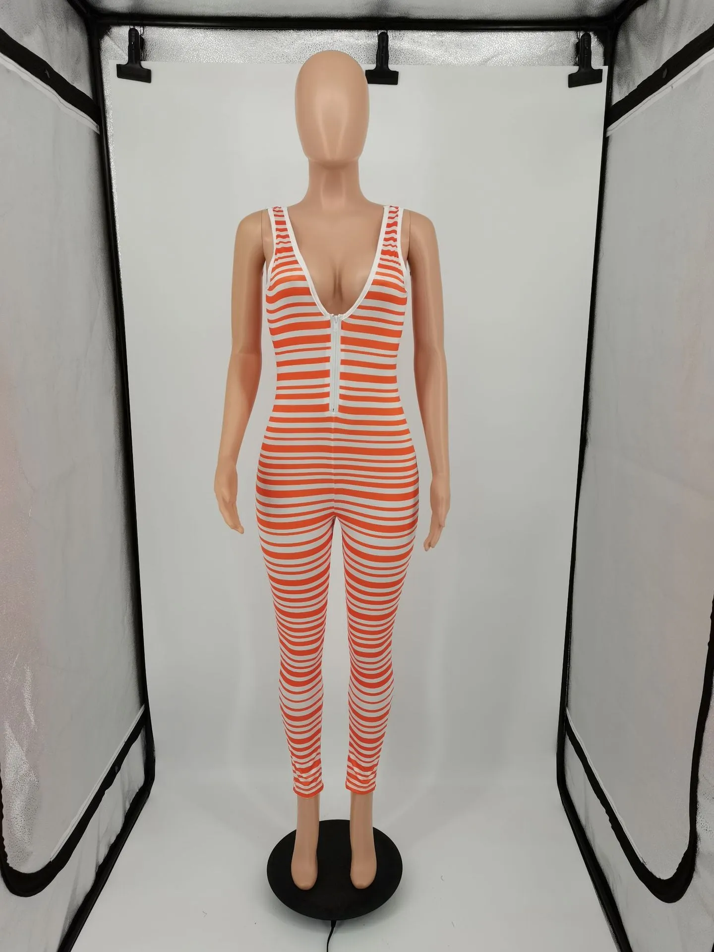 MB FASHION STRIPED STRETCHY CASUAL JUMPSUIT 134R