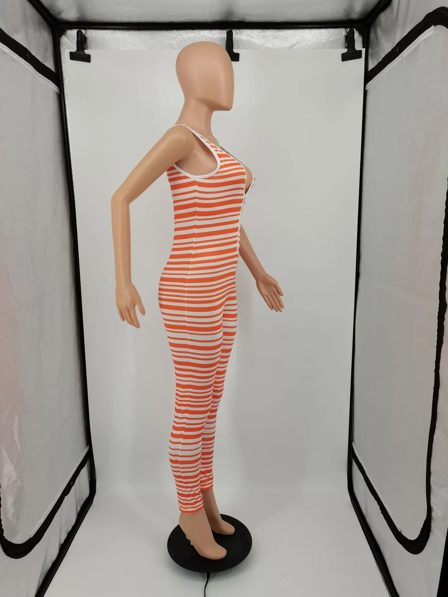 MB FASHION STRIPED STRETCHY CASUAL JUMPSUIT 134R