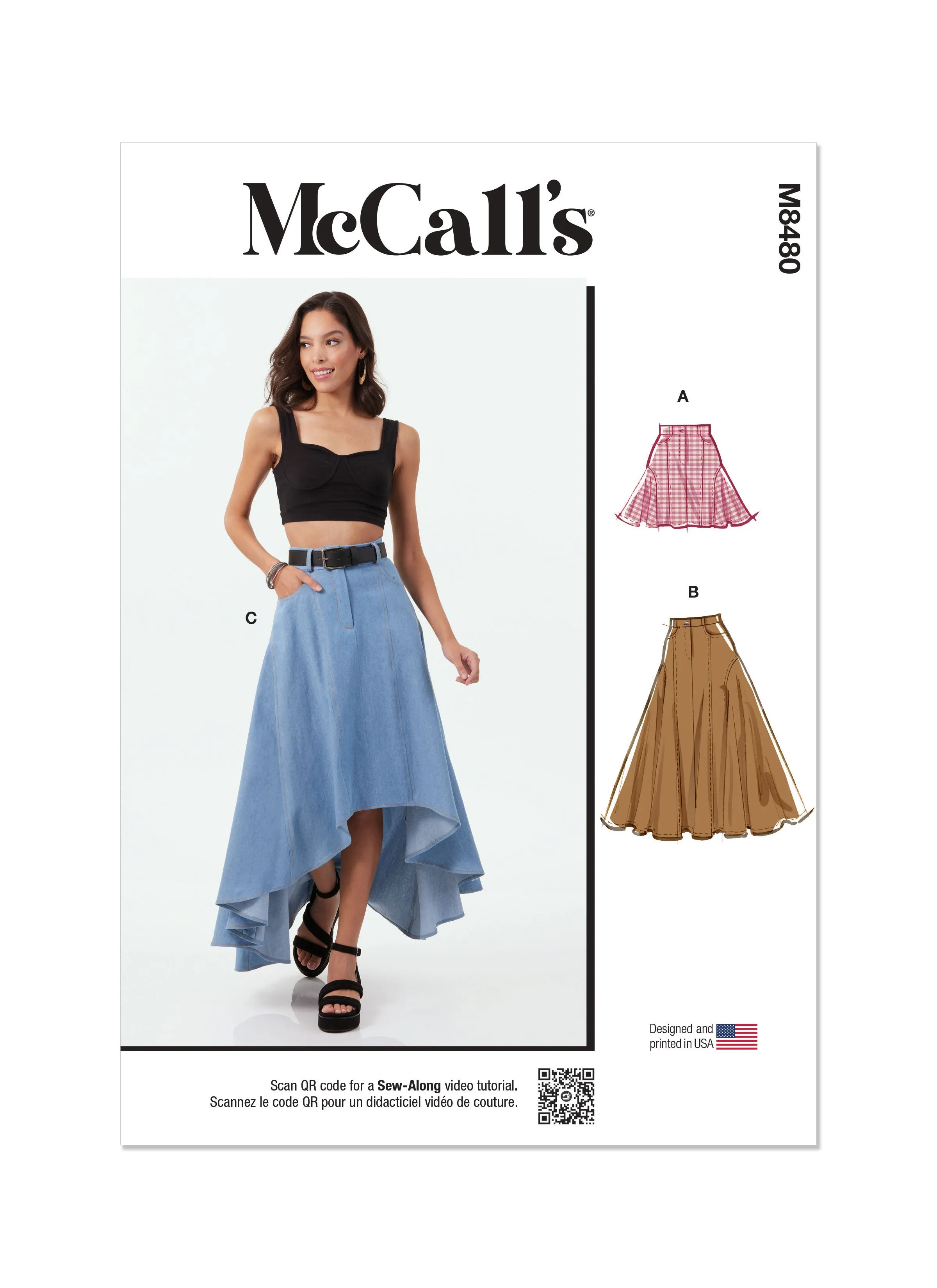 McCall's Sewing Pattern 8480 Misses' Skirt in Three Lengths