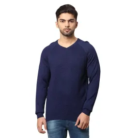 Men Blue Regular Fit Solid Acrylic Blend Full Sleeve V Neck Collar Sweaters