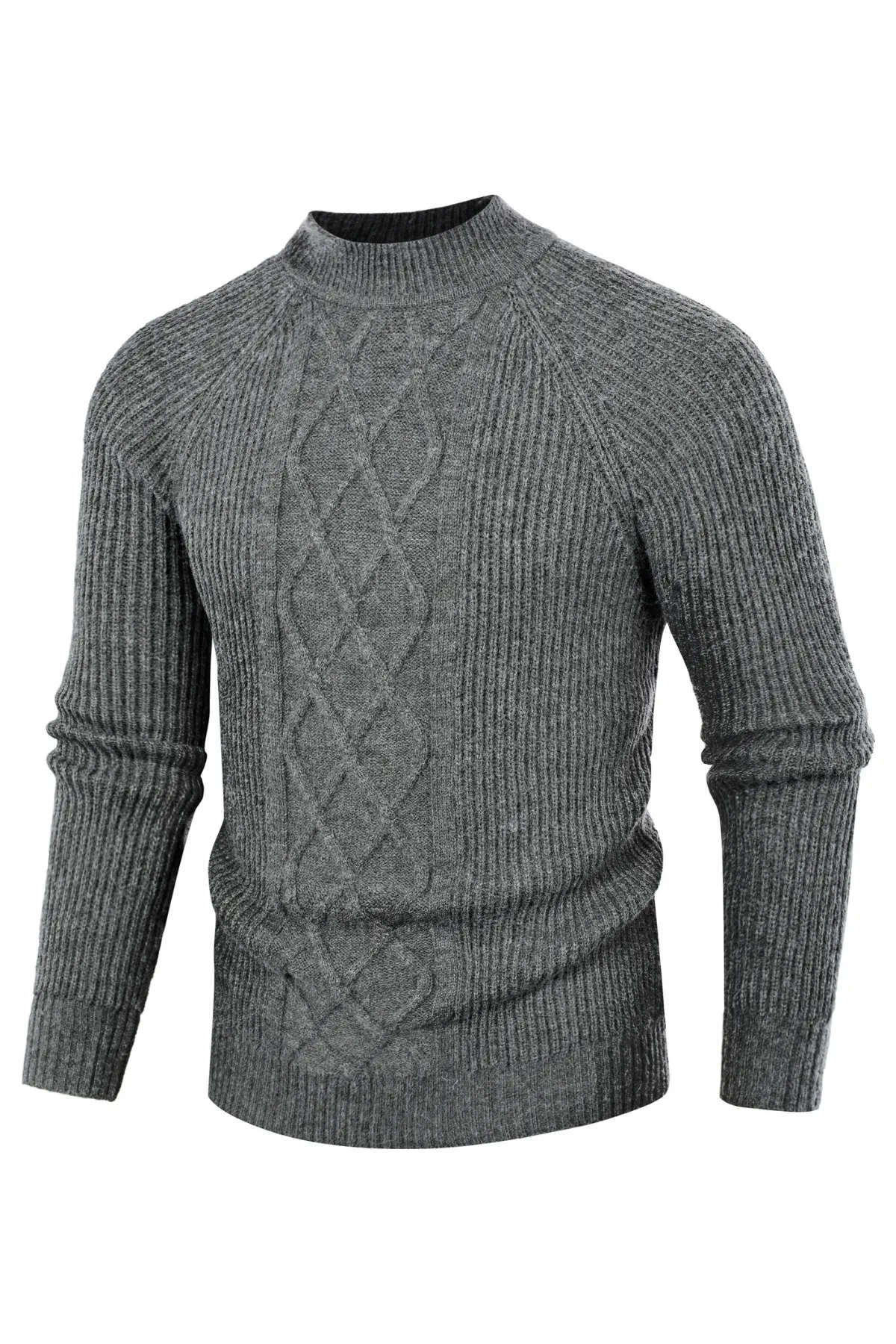 Men's Mock Neck Sweaters Casual Cable Twisted Knitted Pullover Sweaters