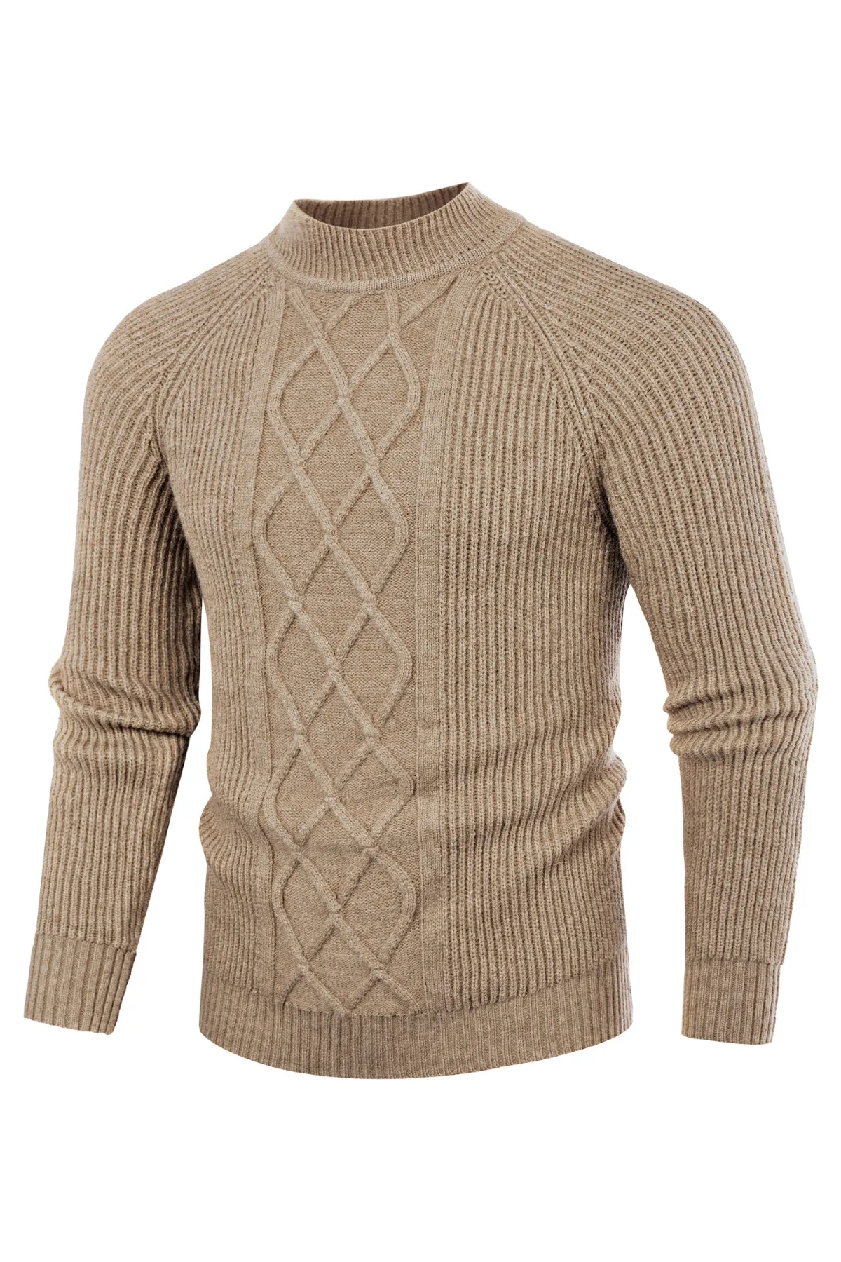 Men's Mock Neck Sweaters Casual Cable Twisted Knitted Pullover Sweaters