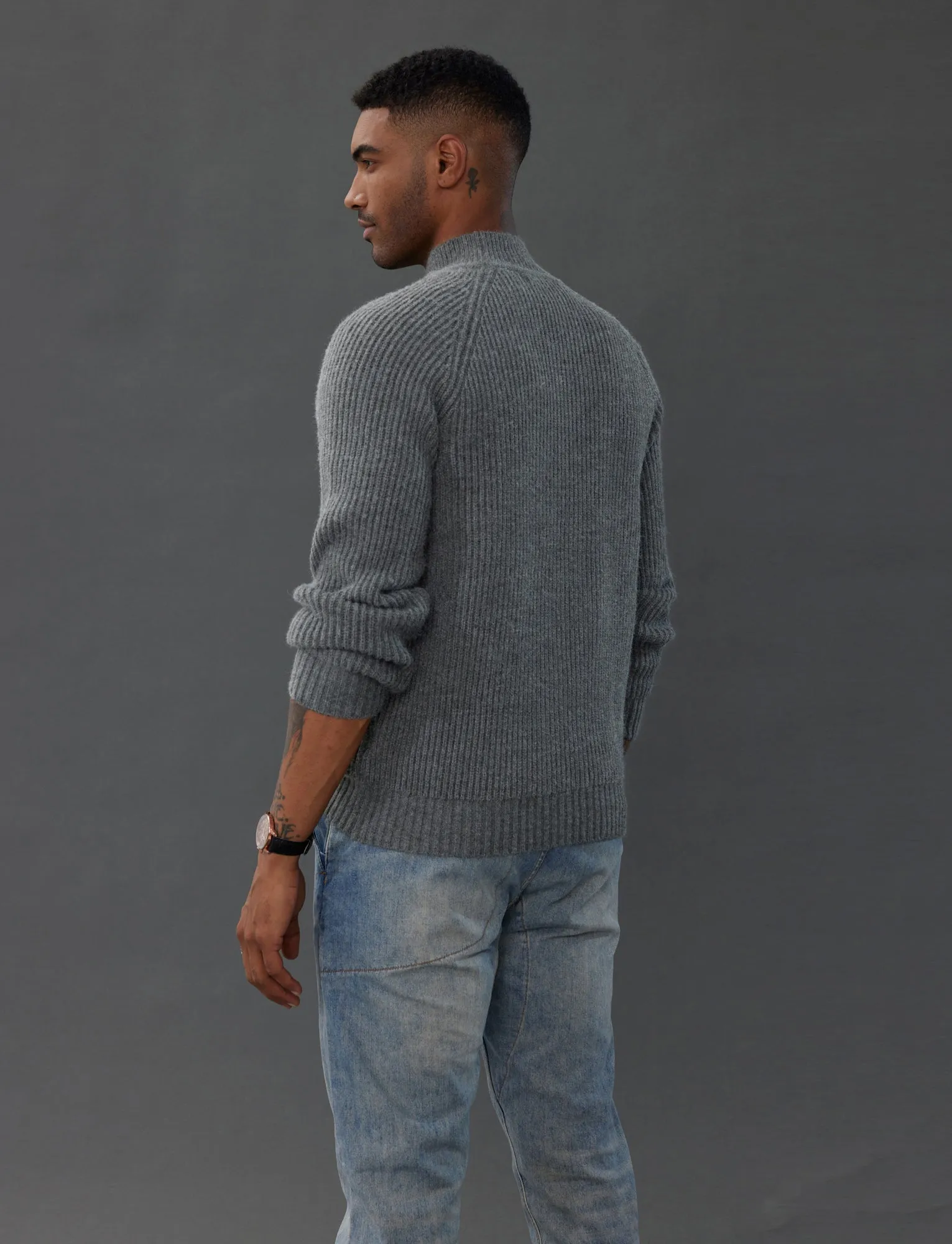 Men's Mock Neck Sweaters Casual Cable Twisted Knitted Pullover Sweaters