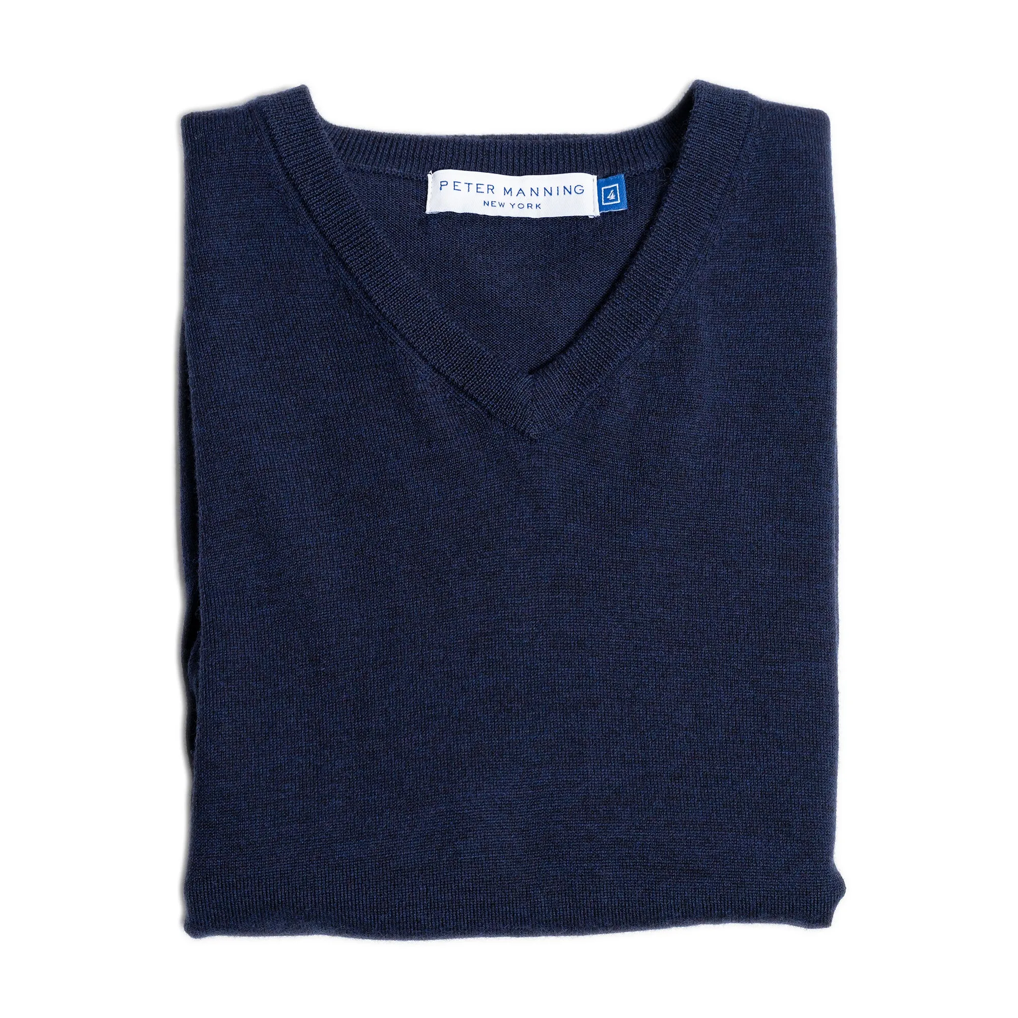 Merino Wool Sweaters V Neck - Navy