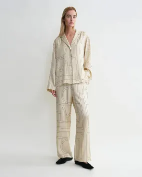 MONOGRAM SILK PJ TOP / IVORY