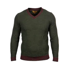 Prestige Olive Men's V-Neck Luxury Style Pullover Sweaters