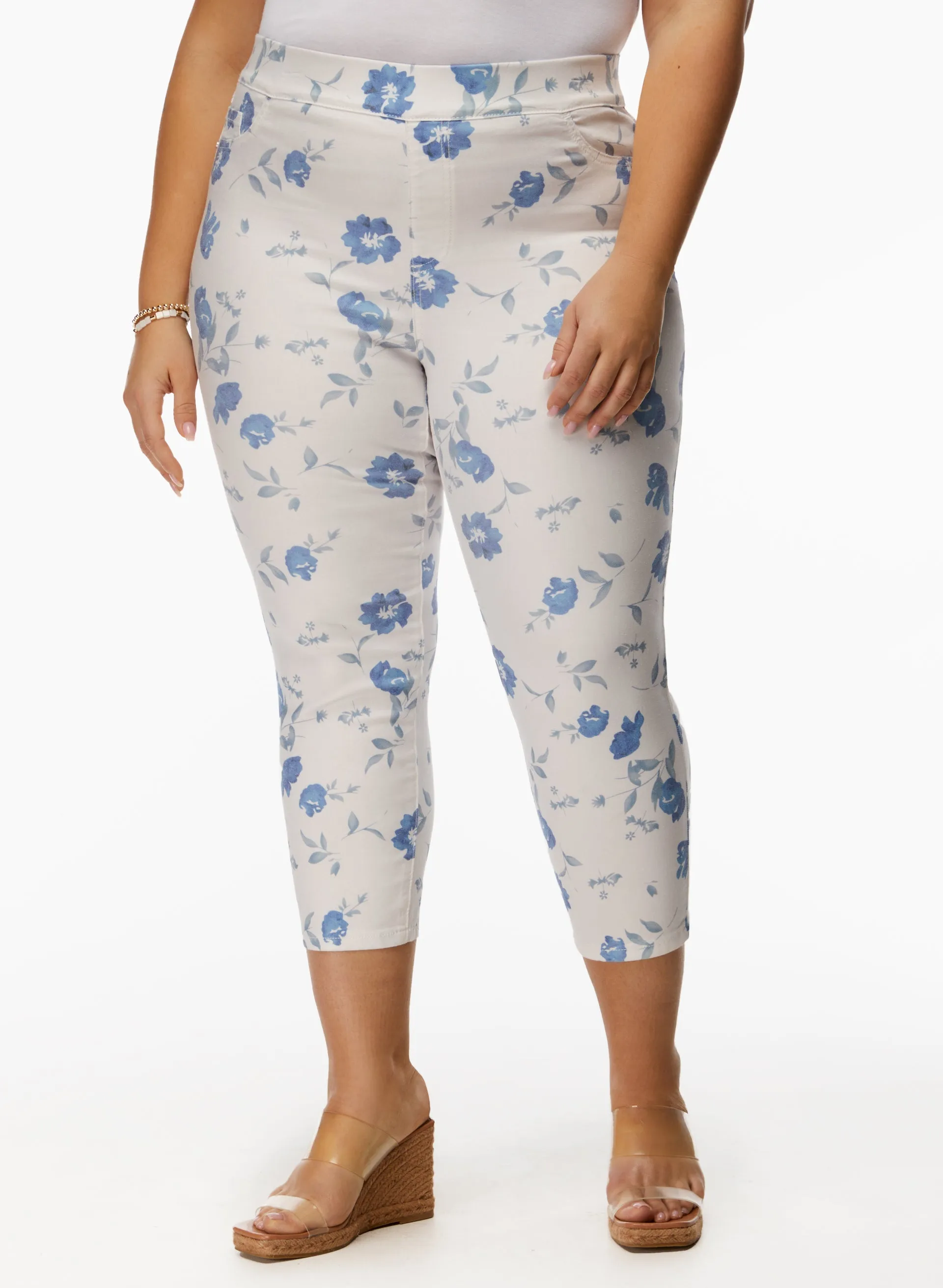 Pull-On Floral Print Jeans