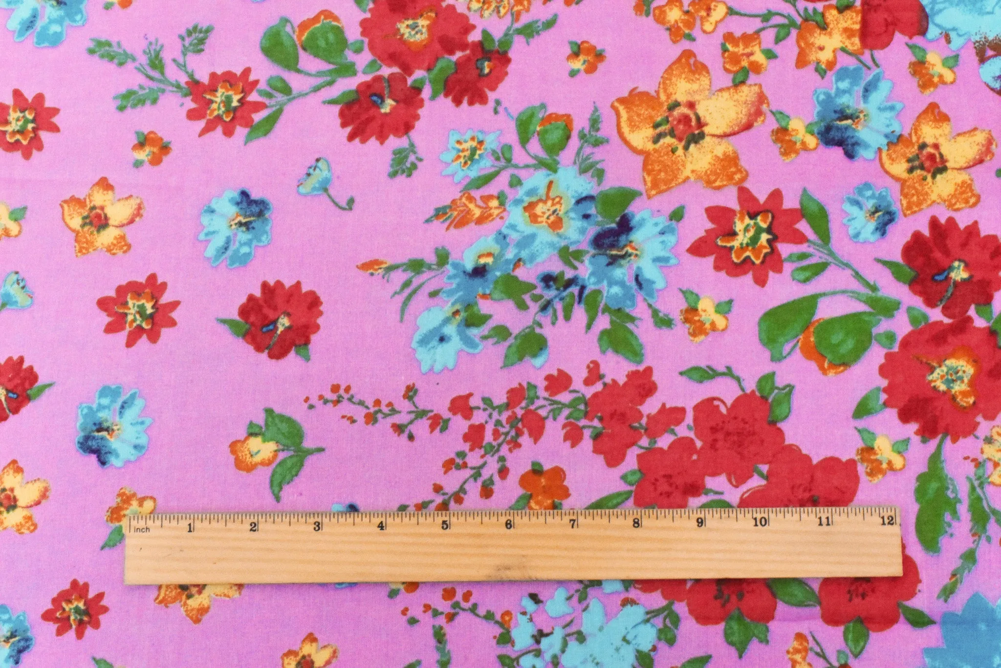 Purple-Green-Multi Floral Printed Cotton Voile Woven Fabric