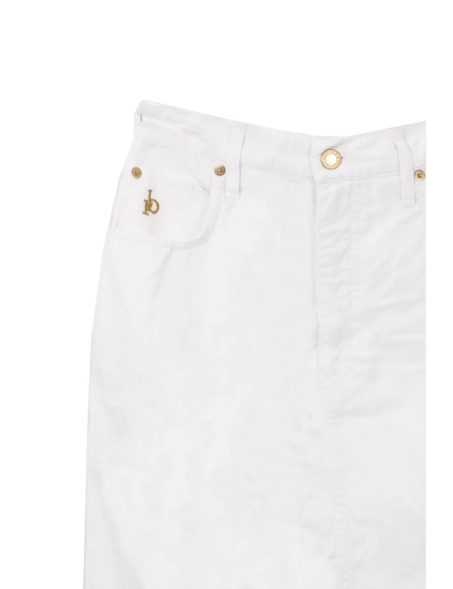 RoccoBarocco White Denim Skirt