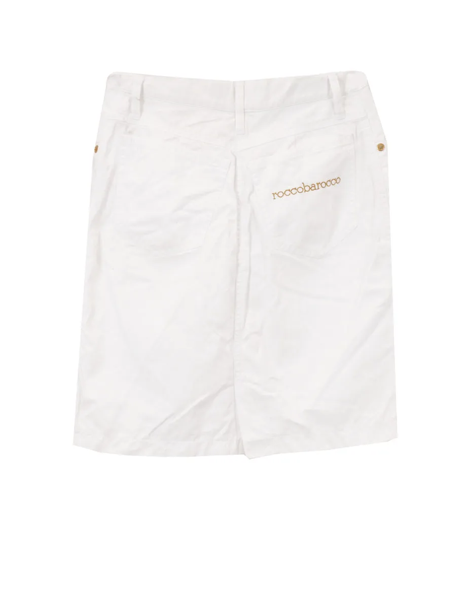 RoccoBarocco White Denim Skirt