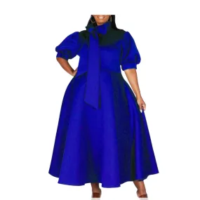 Royalty Puff Sleeve Bow Midi Dress