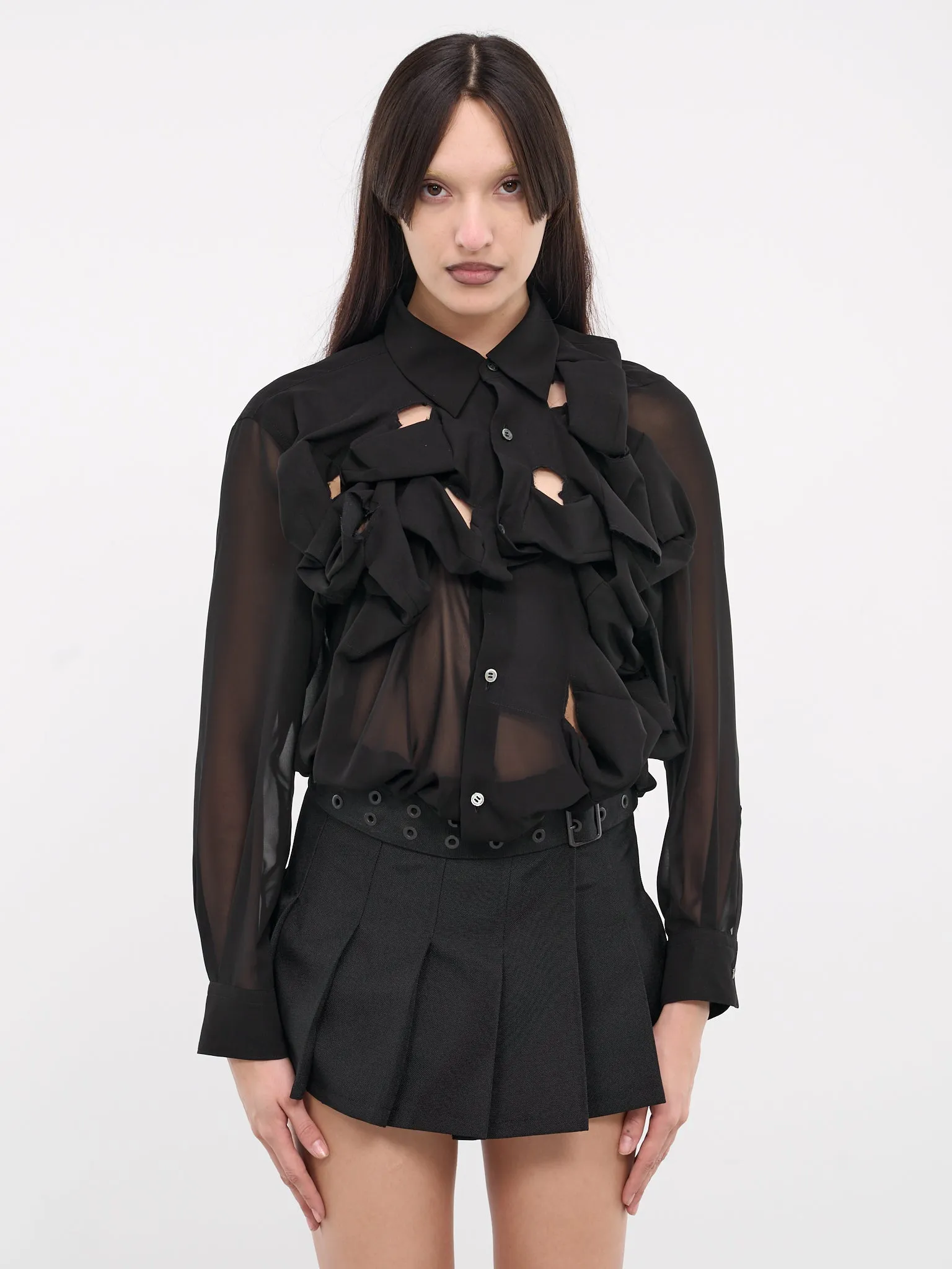 Ruffle Appliqué Blouse (GM-B003-051-BLACK)