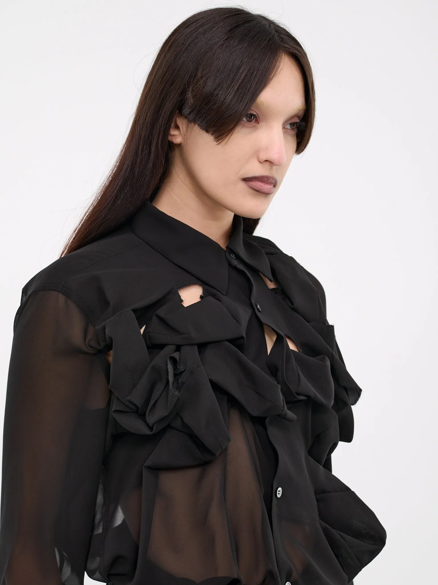 Ruffle Appliqué Blouse (GM-B003-051-BLACK)