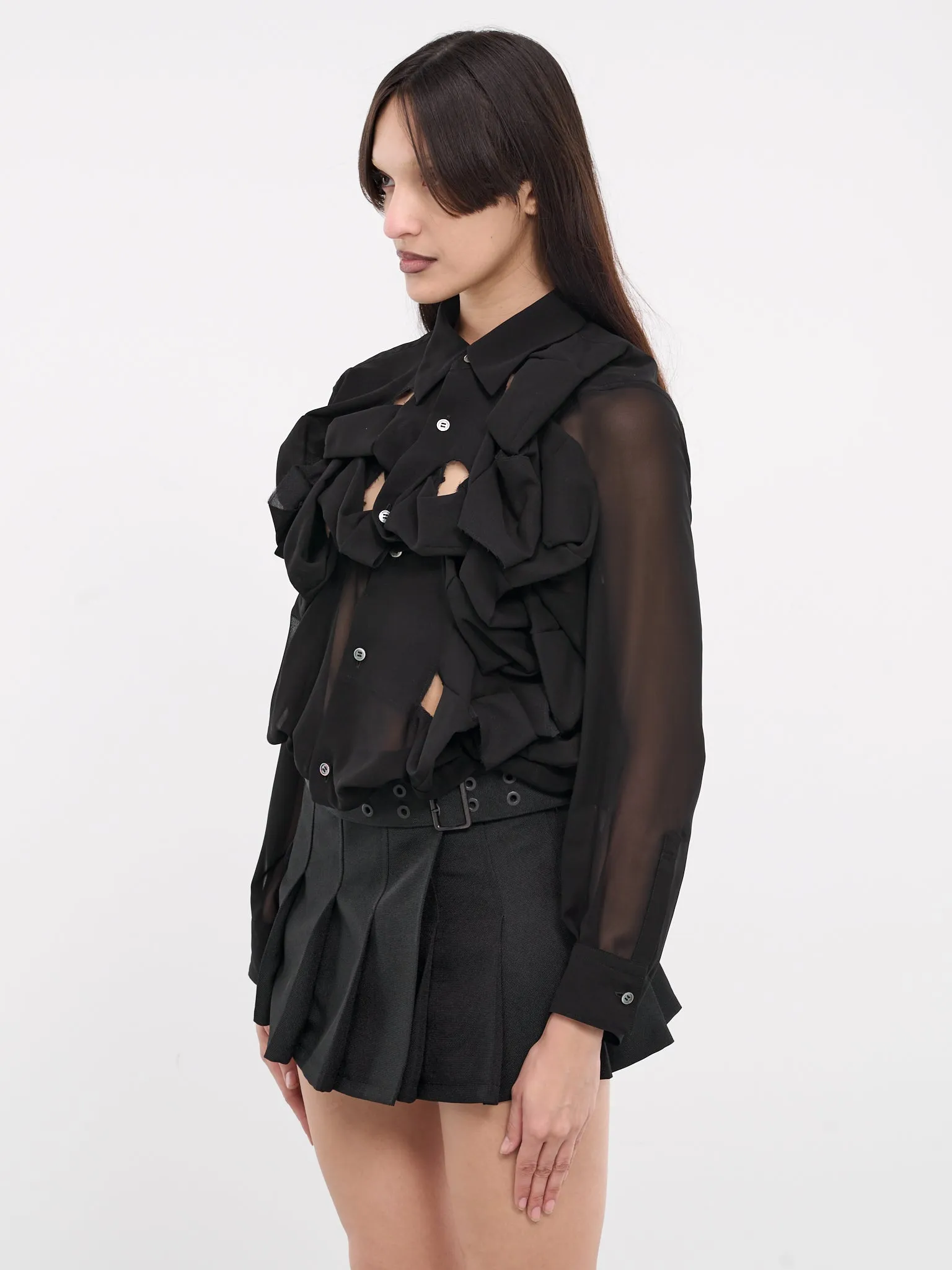 Ruffle Appliqué Blouse (GM-B003-051-BLACK)