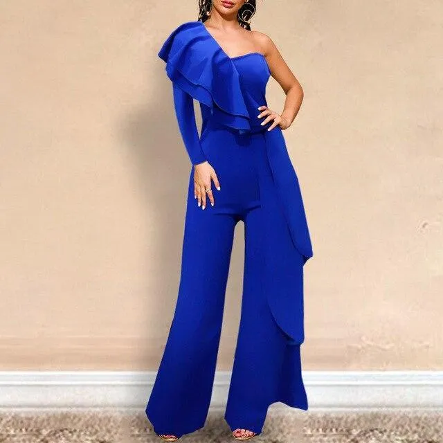 Ruffle Off-Shoulder Party Jumpsuit For Women