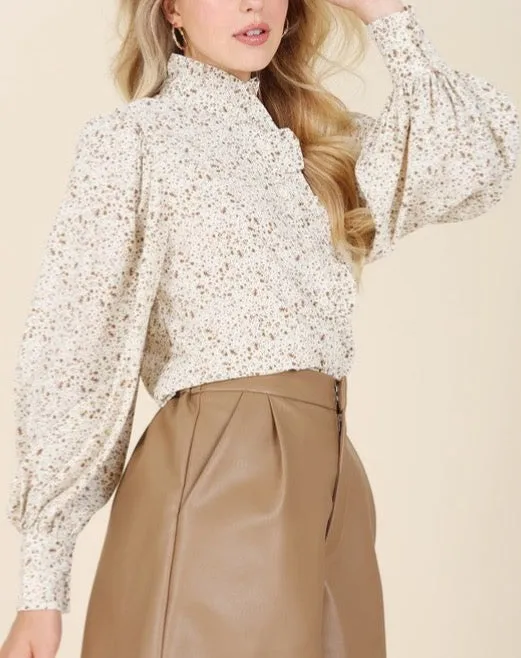 Ruffled Collar Floral Blouse