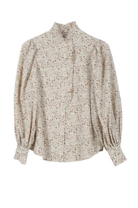 Ruffled Collar Floral Blouse