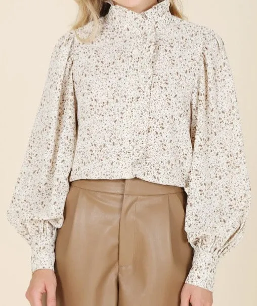 Ruffled Collar Floral Blouse