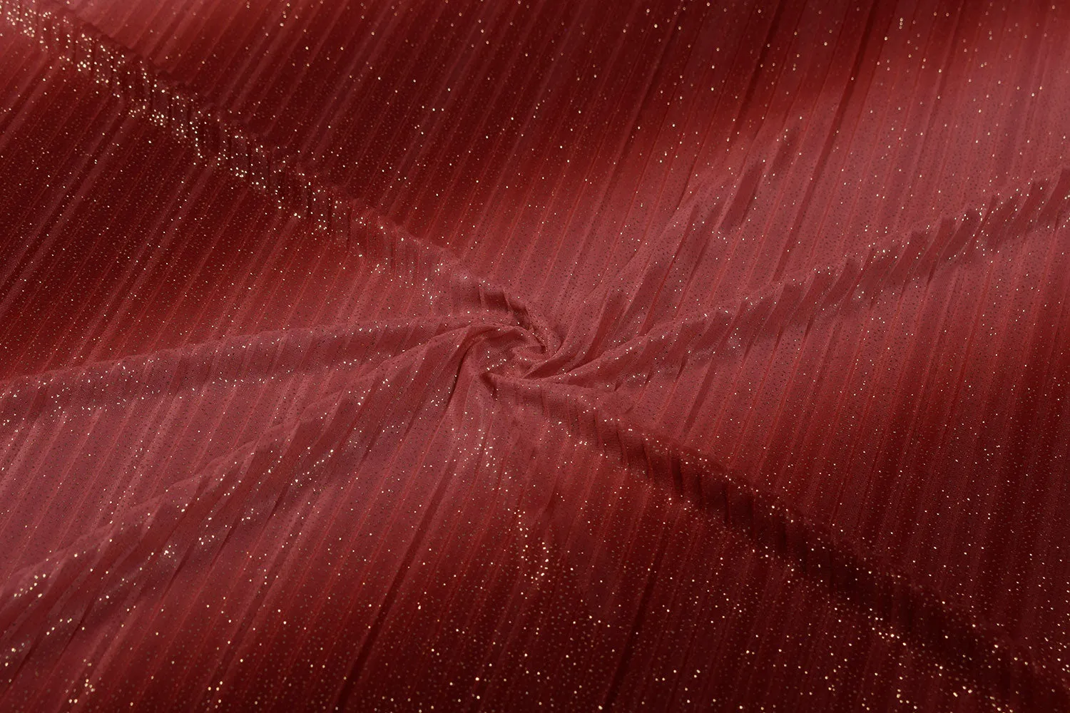 Rust & Peach Double Shade Glitter Pleated Knit Fabric