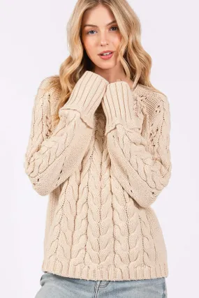 Sandstone Beige Cable-Knit Sweater