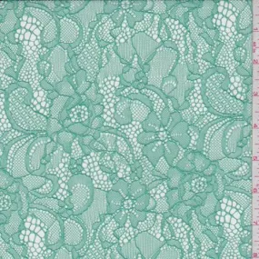 Sea Green Floral Lace Fabric