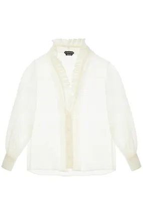 Silk Shirt with Ruffled Collar