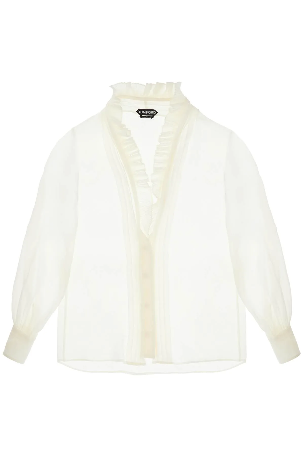 Silk Shirt with Ruffled Collar