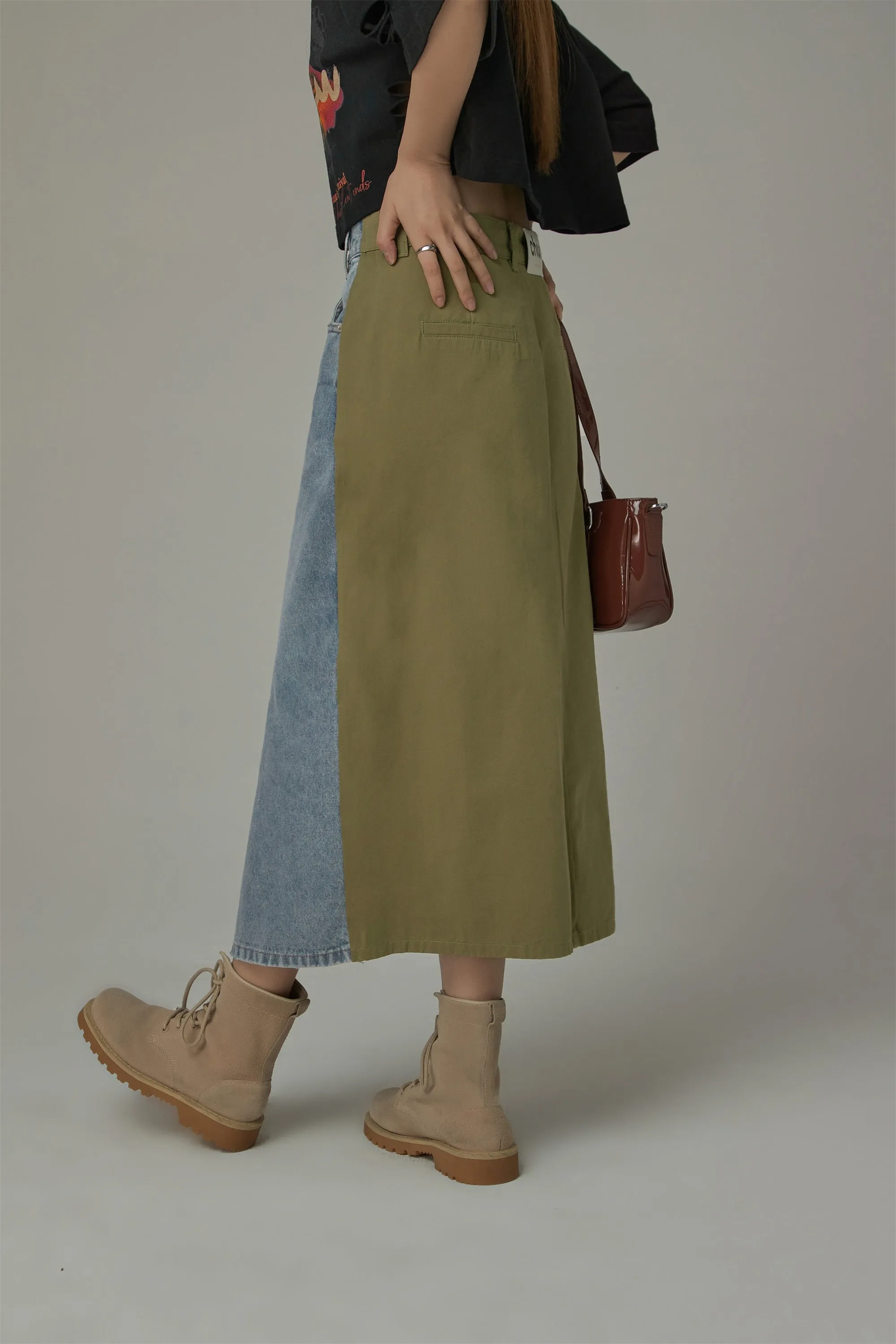 Slit Denim Long Skirt