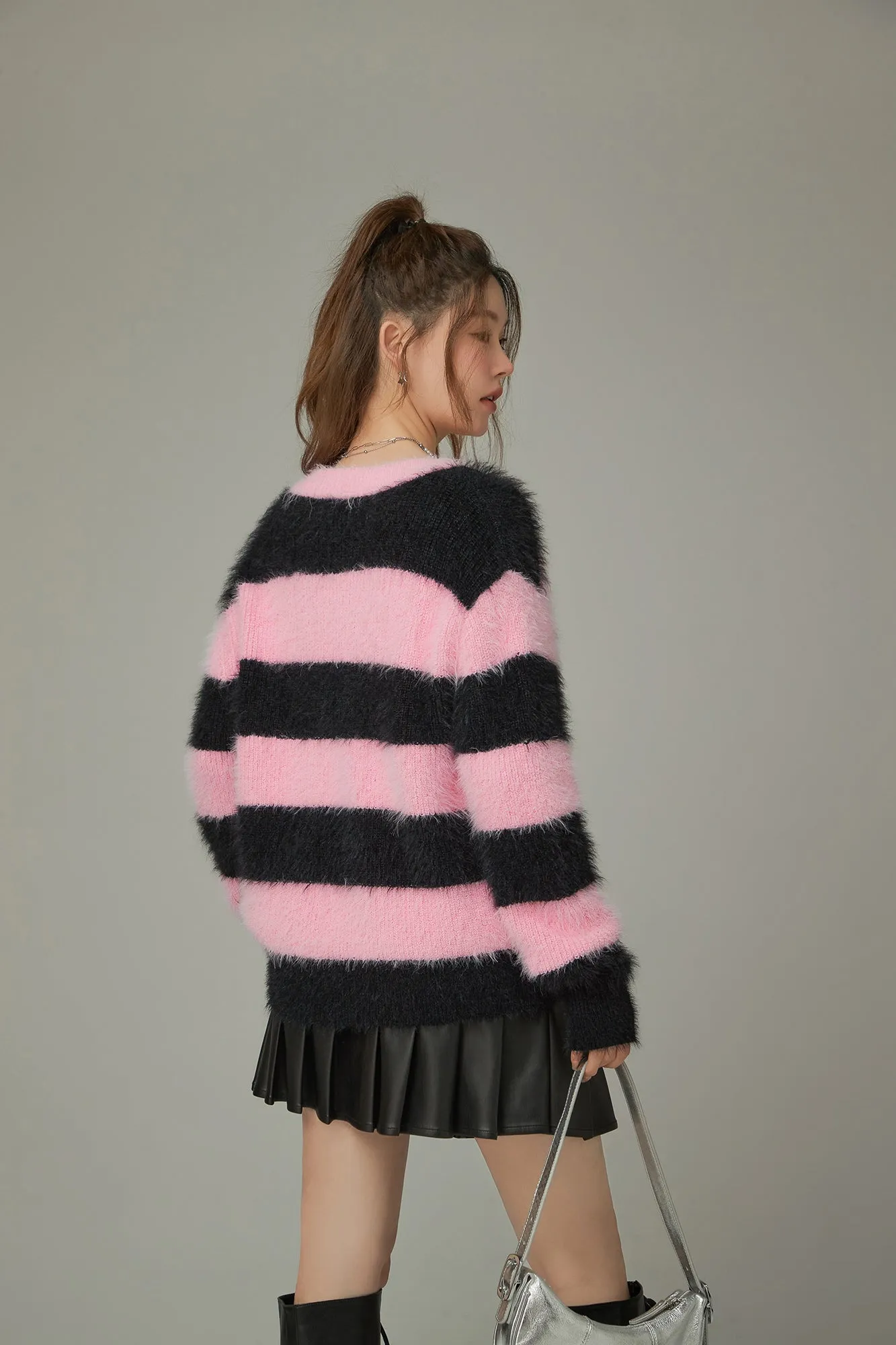 Striped V-Neck Knit Sweater