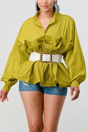 The Lime Light- Ruffled Blouse