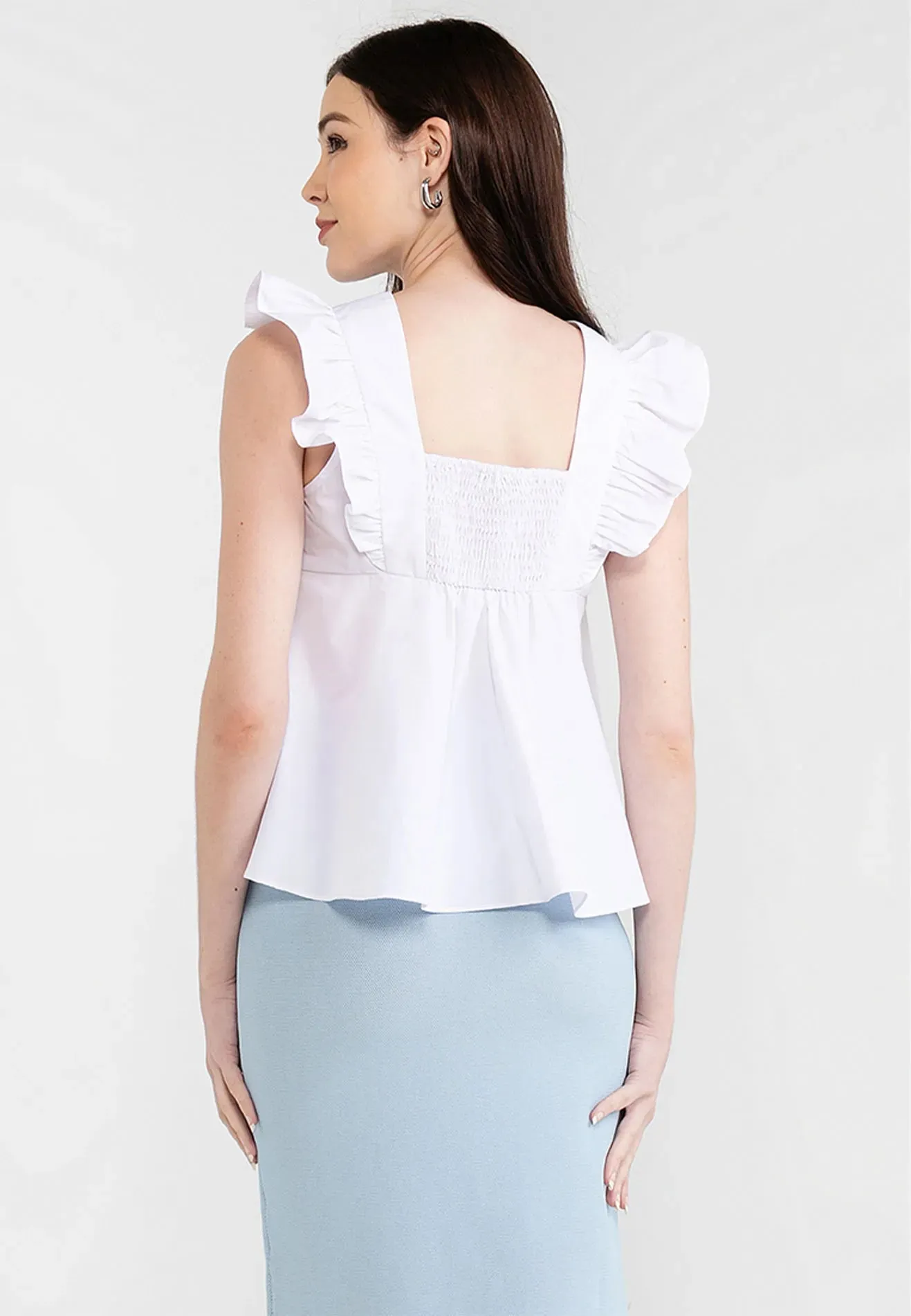 V-Neck Ruffle Sleeves Top