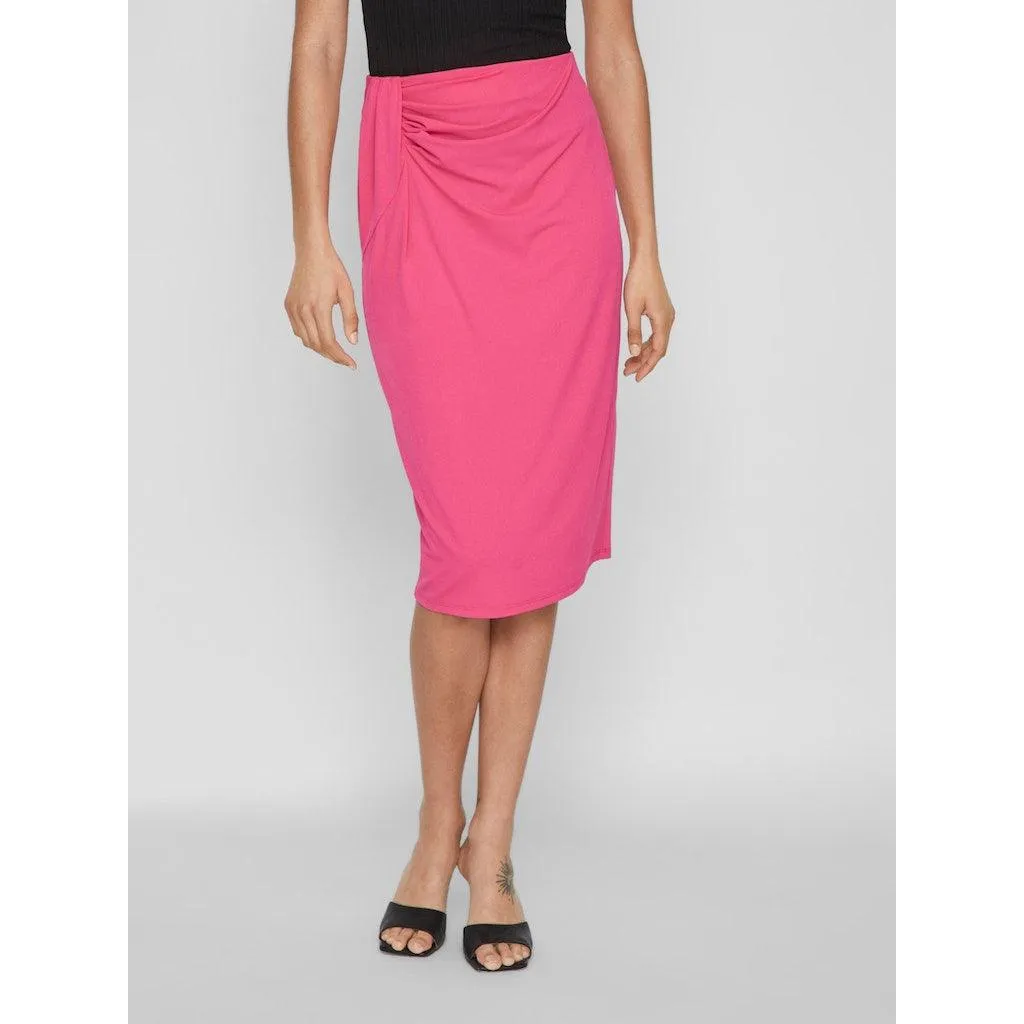 Vila Woman Phoenix Midi Skirt Pink Yarrow