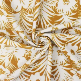 Yellow Floral Printed Stretch poly Tricot Knit Swimwear Fabric